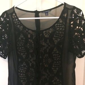 Women's American Eagle Black Lace SS Top SZS
